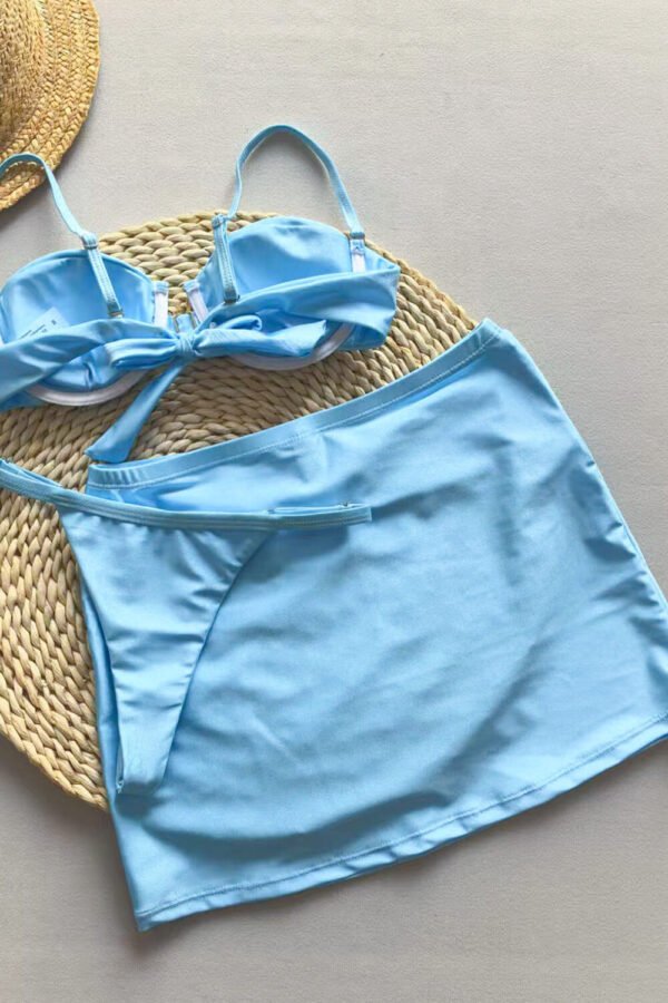 Balconette Ruched Underwire High-Cut Bikini Set With Metal Sun Decor